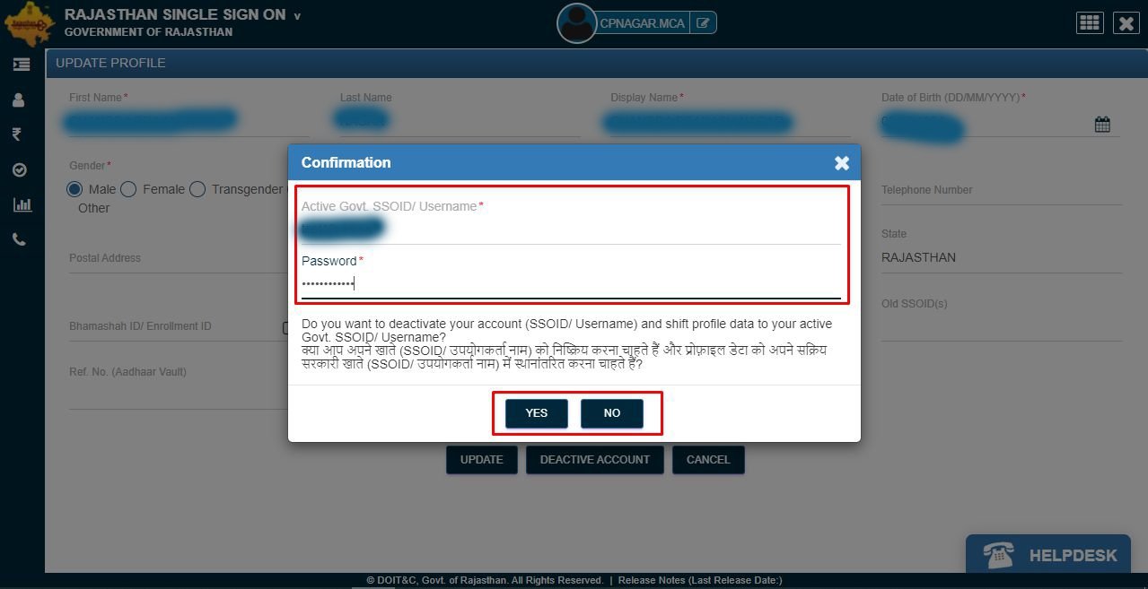 SSO ID Merge - SSO ID Login - Raj SSO Portal - SSO Rajasthan Step-5
